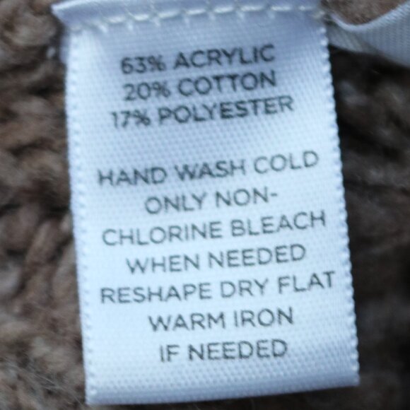 LOFT Mocha Brown Chunky Knit Zipper Shoulder 3/4 Sleeve Sweater Sz SMALL - Picture 7 of 7